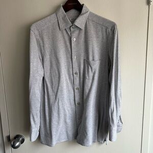 Kiton Knit Grey Cotton Dress Shirt